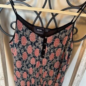 Maeve‎ by Anthropologie Metallic Floral Cami Tank Top Small Red Blue Boho Lined